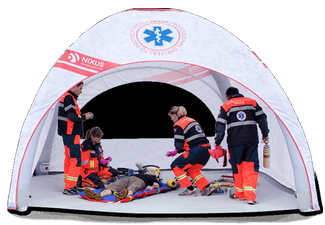 NIXUS LITE – A lightweight modular pneumatic tent utilising low pressure beams and a single inflation point for the quickest possible setup time.