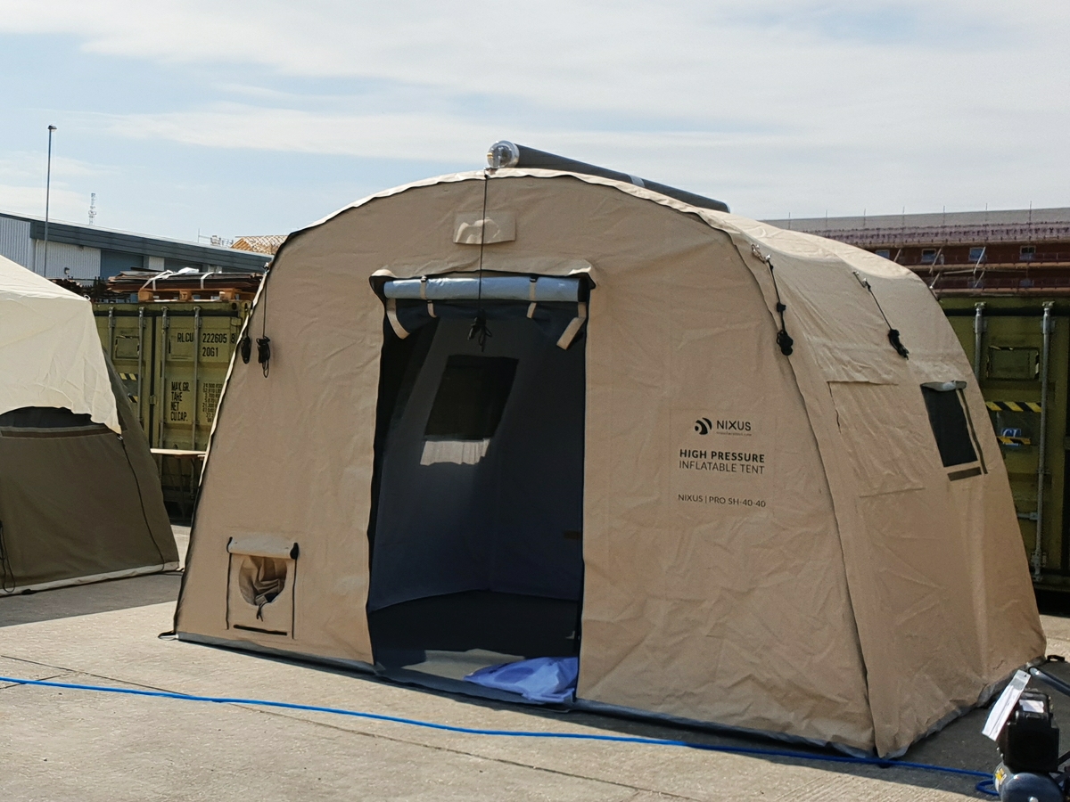NIXUS ERA Inflatable Military Shelter erected on base by UK Military