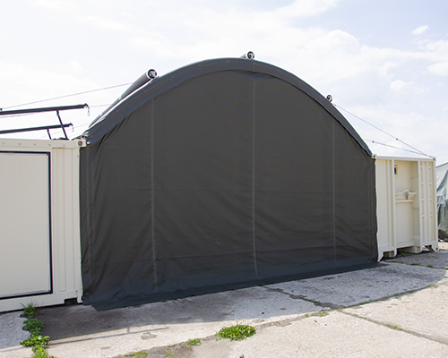 NIXUS Container Building with Inflatable Roof - Gable End