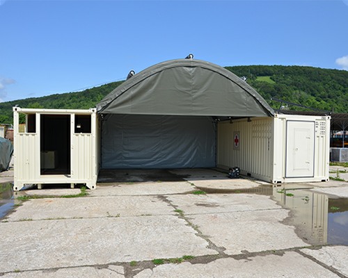 NIXUS Container Building with Inflatable Roof