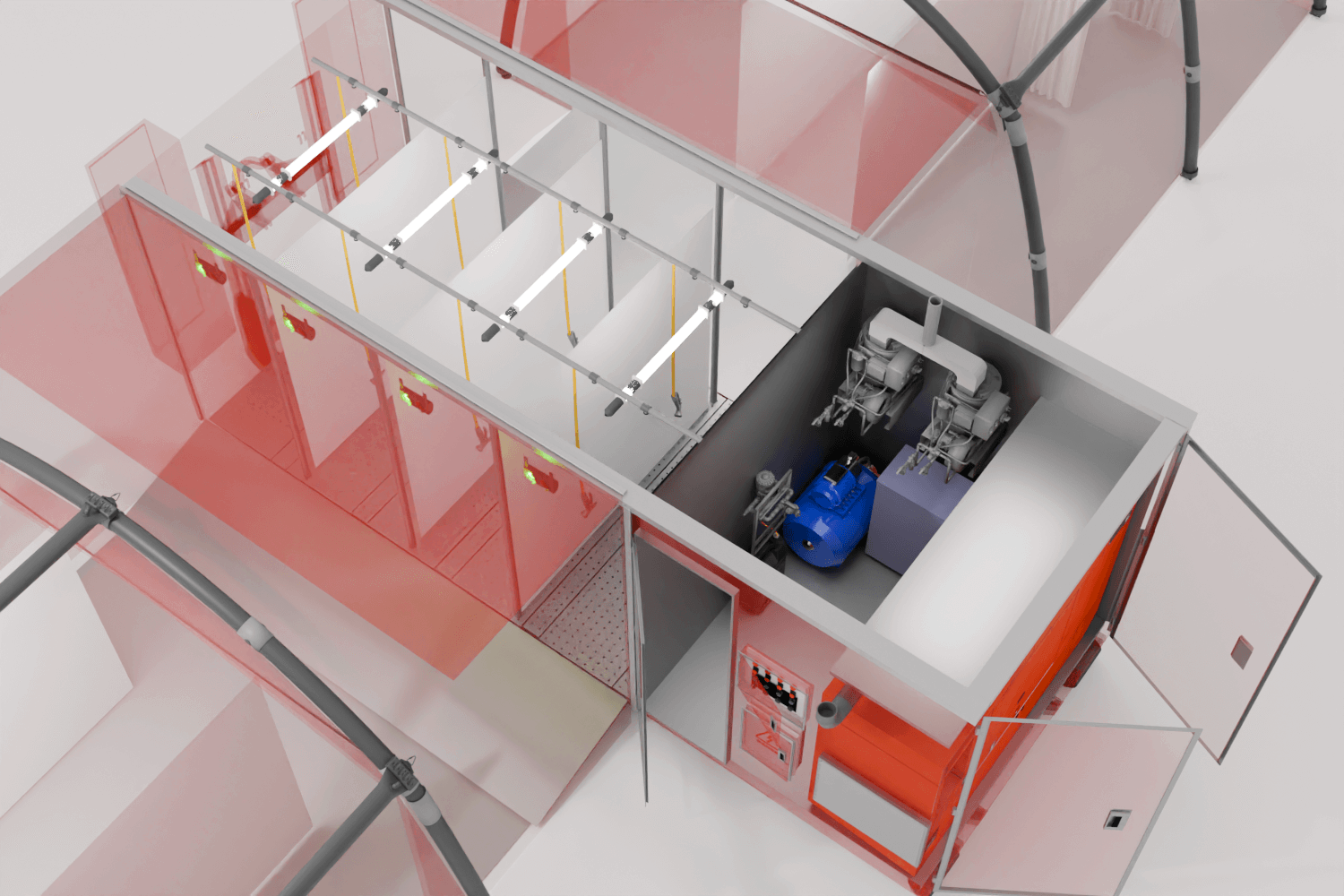 NX-D-CON-TWIN-40A-25 System is designed to effectively mass decontaminate people exposed to a dangerous environment NX-D-CON-TWIN-40A-25 System is designed to effectively mass decontaminate people exposed to a dangerous environment